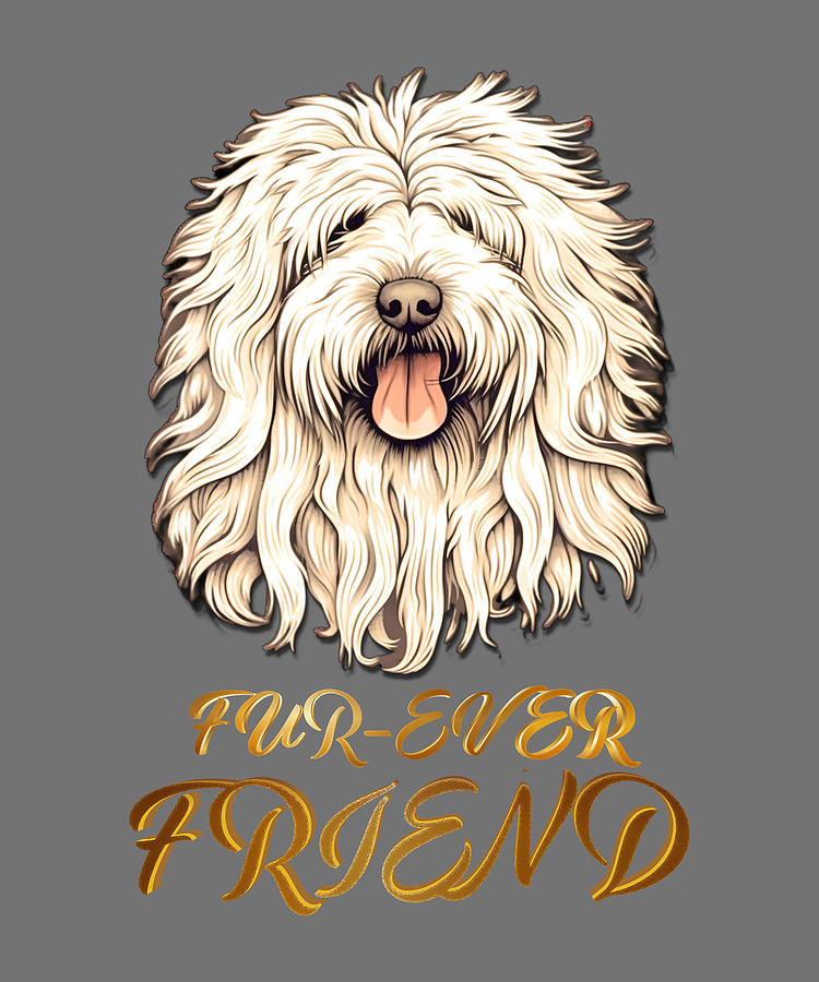 Komondor DOG Fur-Ever Friend Design Painting by OLena Art by Lena Owens - Vibrant DESIGN
