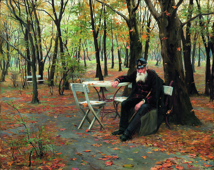 Hungarian painters - Falling leaves - The Lieutenant, portrait of an old soldier by Laszlo Fulop Painting by Laszlo Fulop Philip Alexius de Laszlo Hungarian painters - Falling leaves - The Lieutenant, portrait of an old soldier by Laszlo Fulop Painting by Laszlo Fulop Philip Alexius de Laszlo