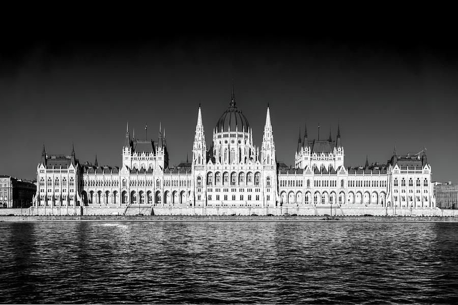Hungarian Parliament Black and White Photograph by Sharon Popek