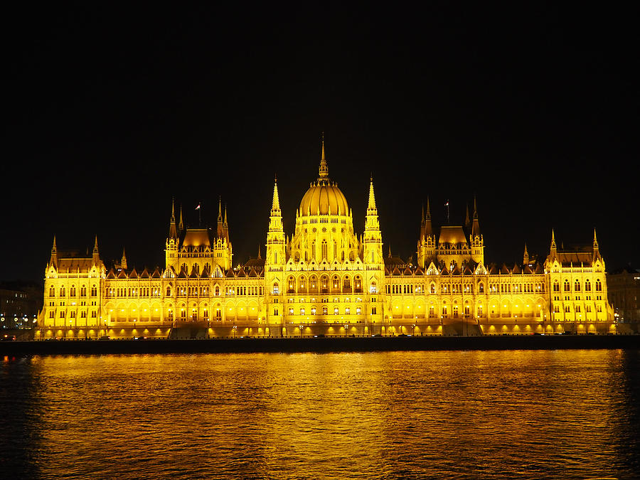 Hungarian Parliament Building And The Danube River In Budapest 