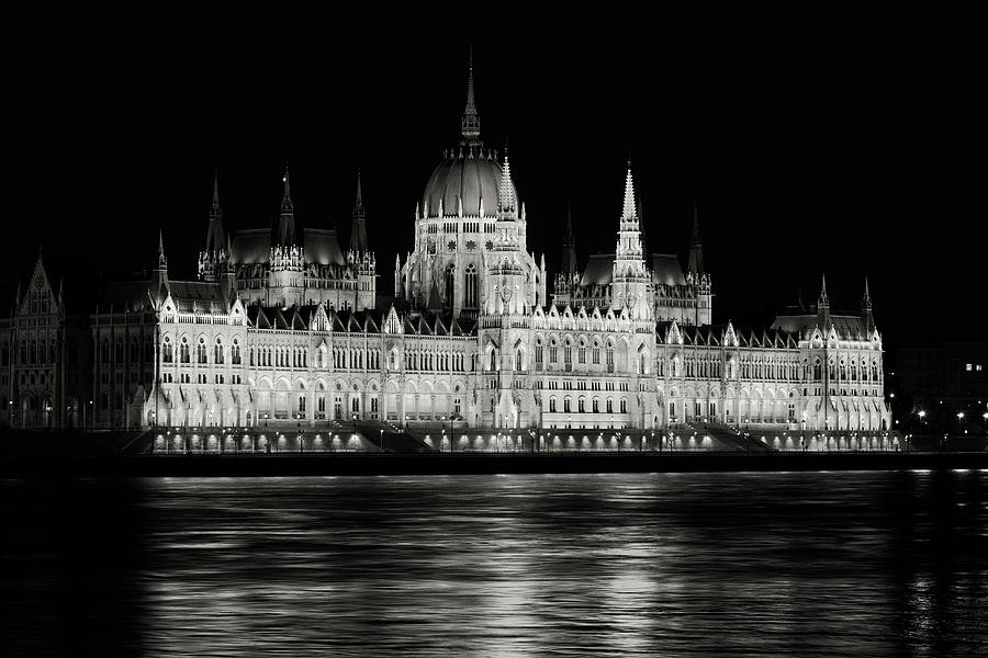 Hungarian Parliament Building In Black And White Photograph by Artur Bogacki