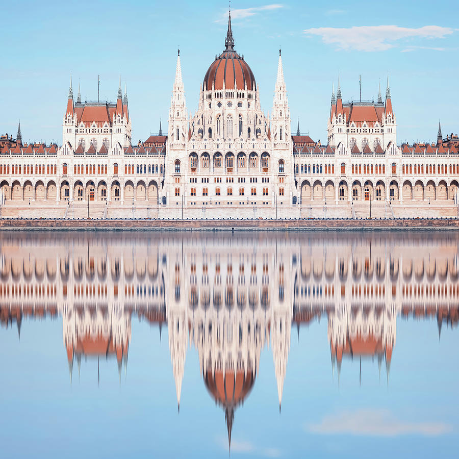 Architecture Photograph - Hungarian Parliament Reflection by Manjik Pictures
