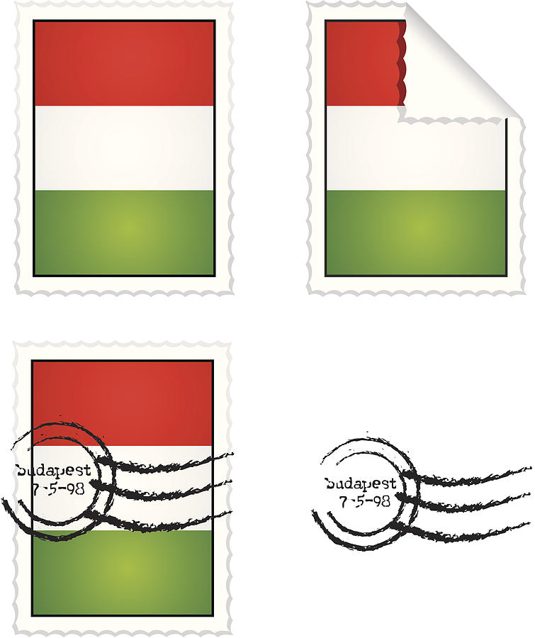 Hungarian Stamp Set Drawing by CatLane