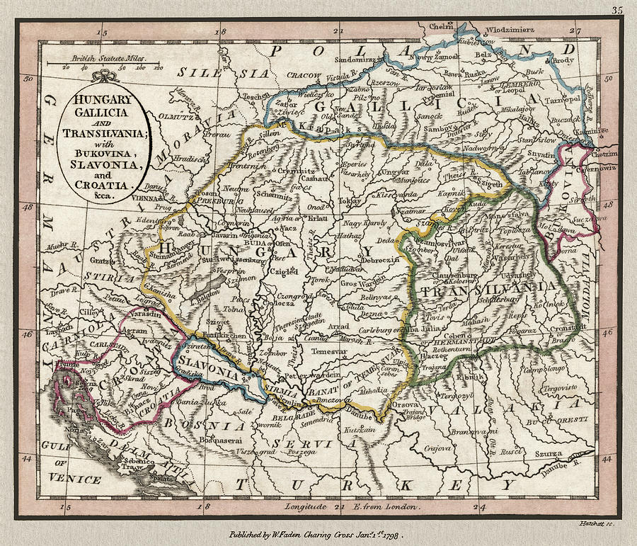 Hungary Historical Map 1798 Photograph by Phil Cardamone