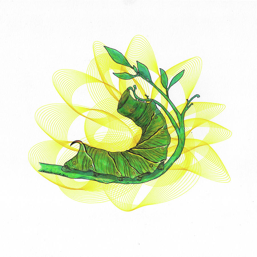Hungry Hornworm Mixed Media by Teresamarie Yawn