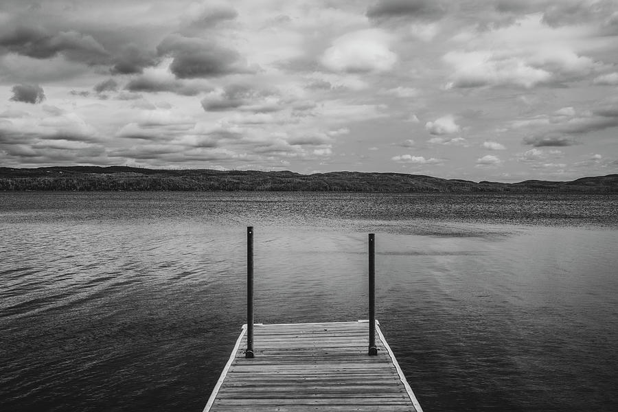 Hungry Jack Lake Black And White Dock Photograph by Dan Sproul