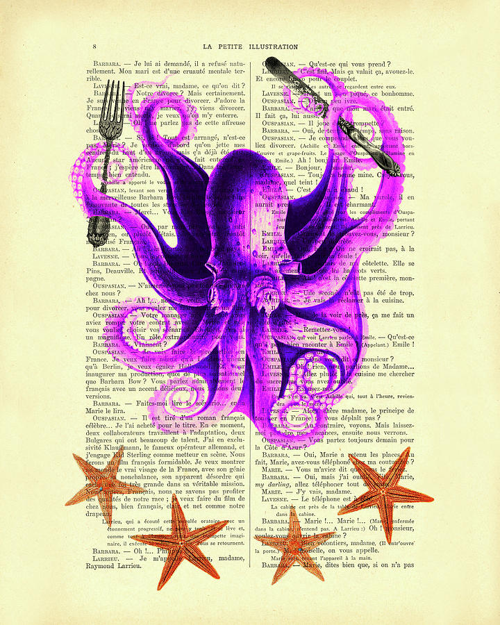 Octopus Mixed Media - Hungry Octopus by Madame Memento