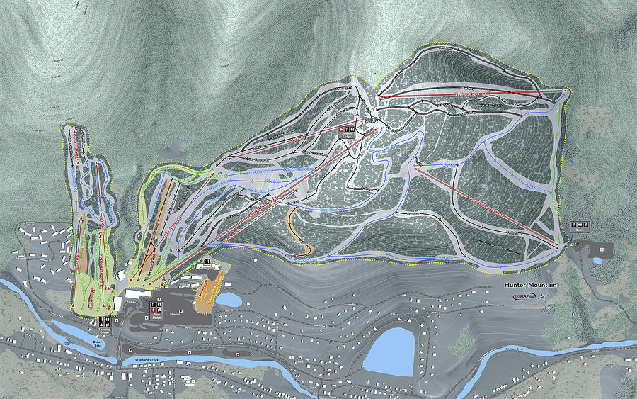 Hunter Mountain Ski Resort Map Digital Art By Powder Addicts   Hunter Mountain Ski Resort Map Powder Addicts 