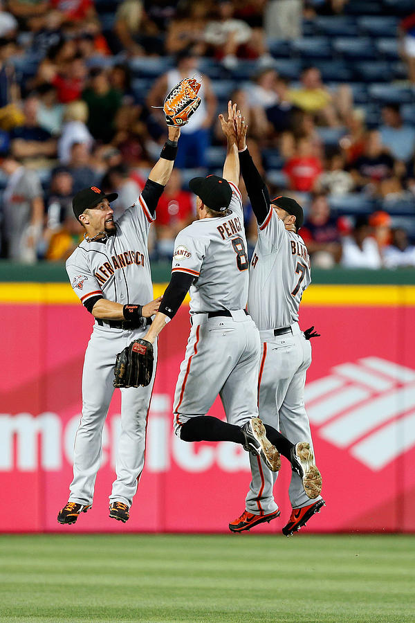 Hunter Pence, Gregor Blanco, and Andres Torres Photograph by Mike Zarrilli
