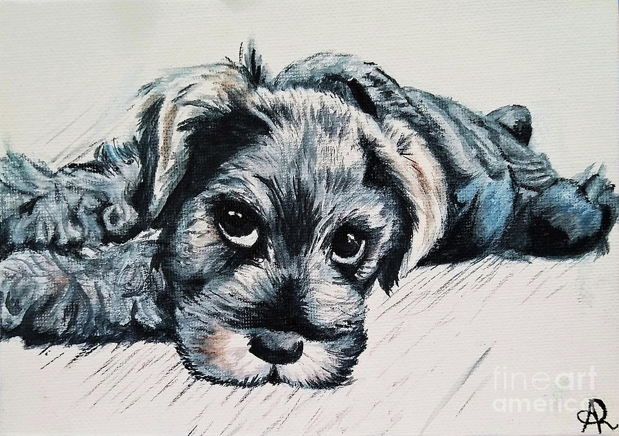 Hunter the Pup Painting by Lianne Schneider
