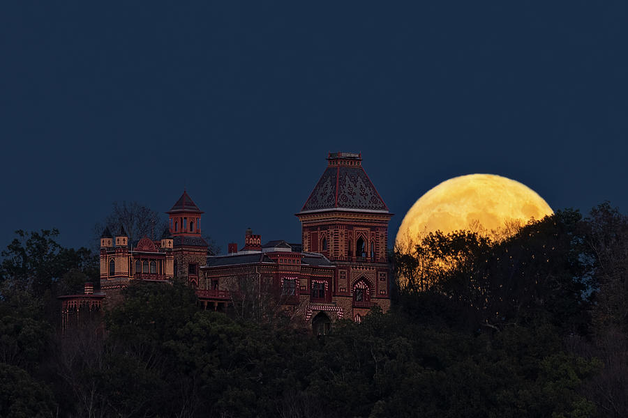 Hunters Moonrise By Olana Mansion Photograph by Susan Candelario