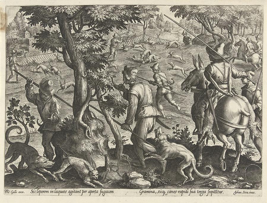 Hunting For Hares, Philips Galle, After Jan Van Der Straet, Painting