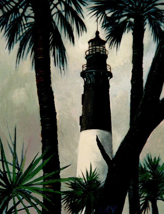 Hunting Island Lighthouse Painting by Blue  Sky