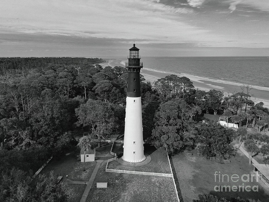 Hunting Island Lighthouse - BW Photograph by Scott Pellegrin