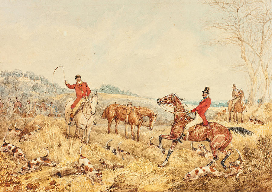 Hunting Scene Drawing by Henry Alken