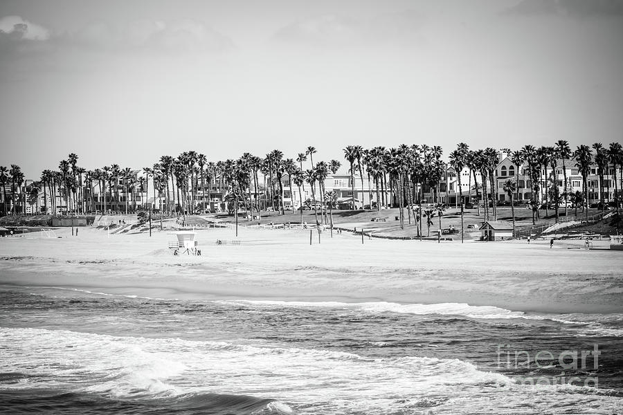 Huntington Beach Black and White Photo Photograph by Paul Velgos