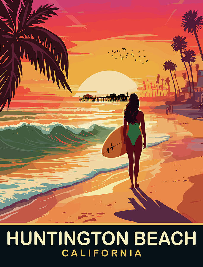Huntington Beach Digital Art - Huntington Beach, California by Long Shot