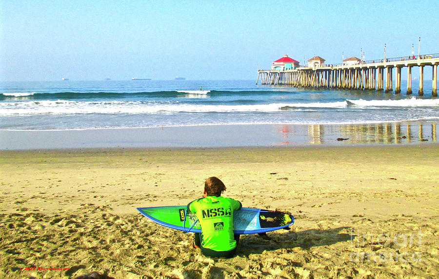 Sports Photograph - Huntington Beach California  Surf City by Jerome Stumphauzer
