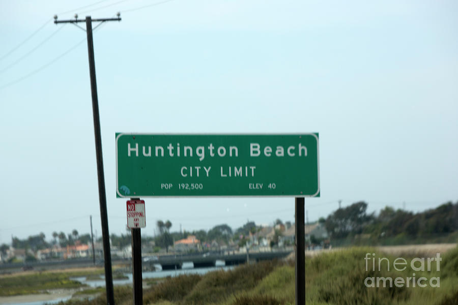Huntington Beach City LImit Sign  Photograph by Chuck Kuhn