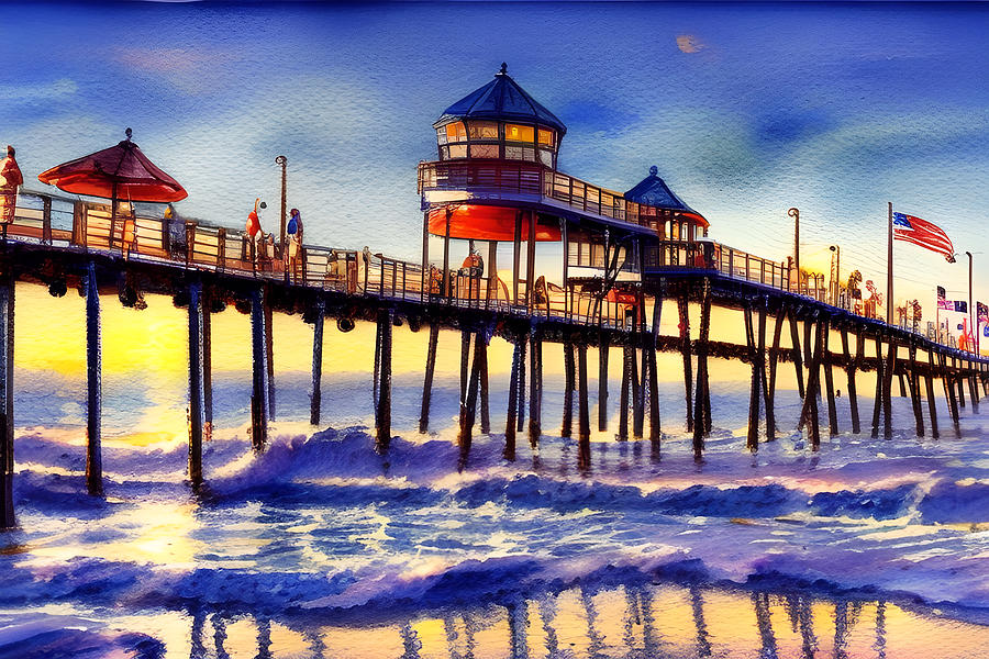 Huntington Beach Pier California Digital Art By Dar T Fine Art America   Huntington Beach Pier California Dar T 