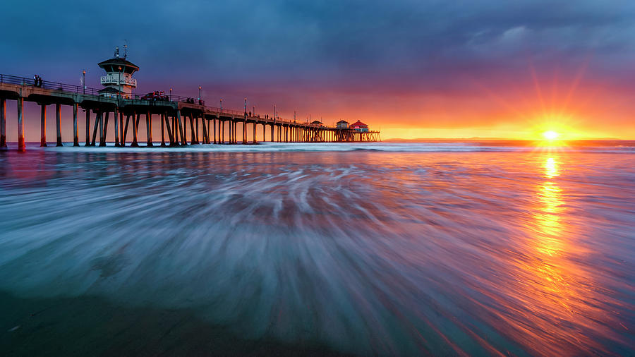 Sunset Photograph - Huntington Beach  by Radek Hofman
