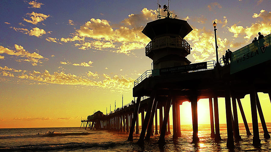 Sunset Photograph - Huntington Pier Sunset by Ron Regalado