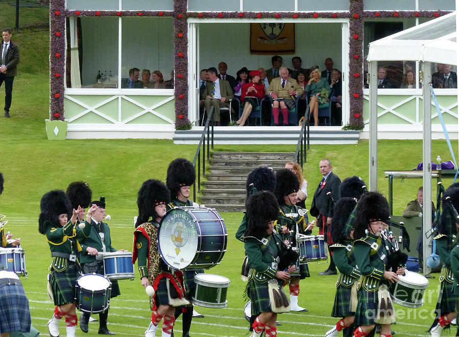 Huntly and District Pipe Band - Passing the Royal Pavilion, Braemar 2023 Photograph by Phil Banks