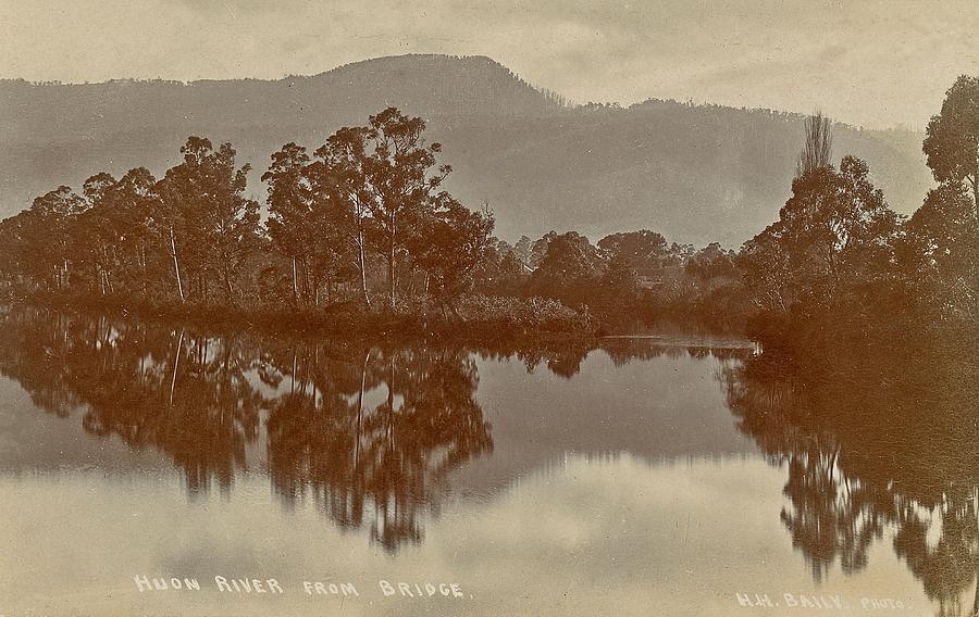 Huon River From Bridge Vintage Postcard, Tasmania, Australia Photograph by Steven Ralser