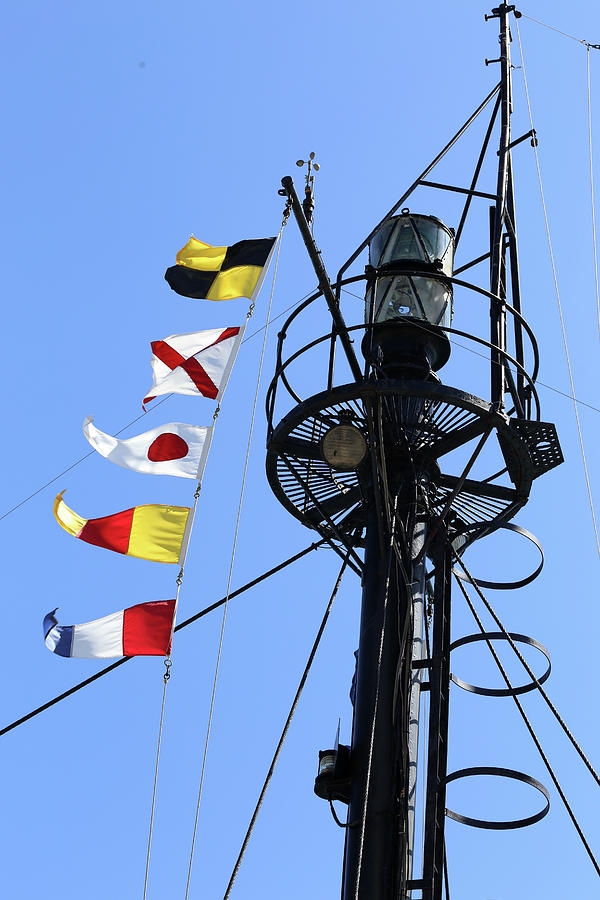 Huron Light Ship Mast and Flags 050822 Photograph by Mary Bedy