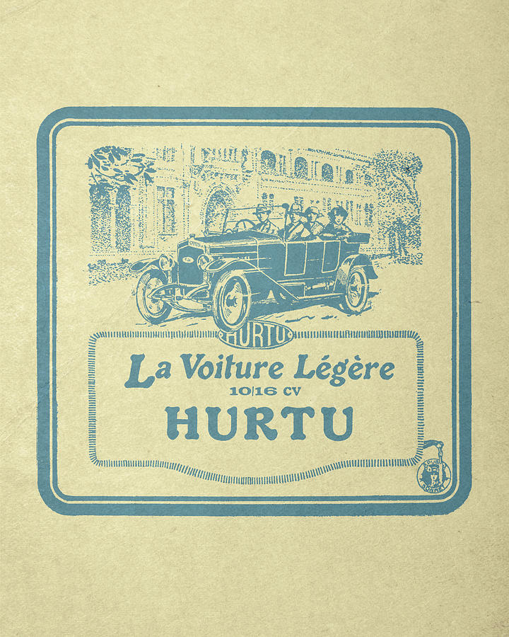 Paris Digital Art - Hurtu classic car advertisement art print by Madame Memento