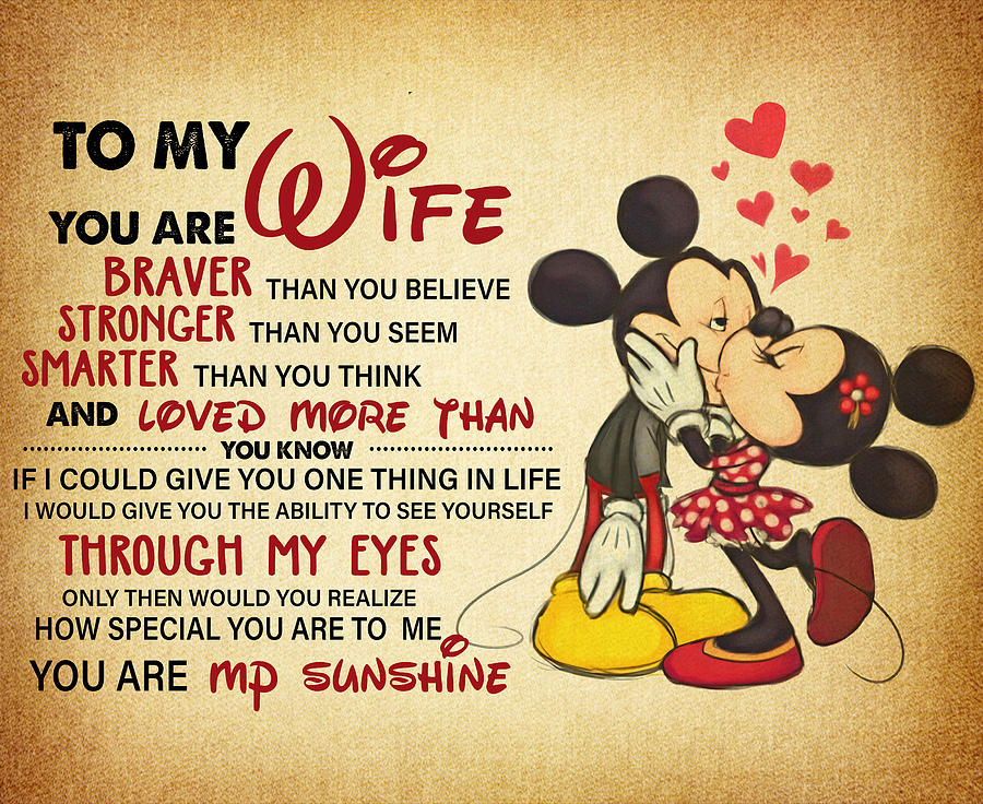 Mickey & Minnie To My Wife You Are Braver Framed Poster or Framed Canvas