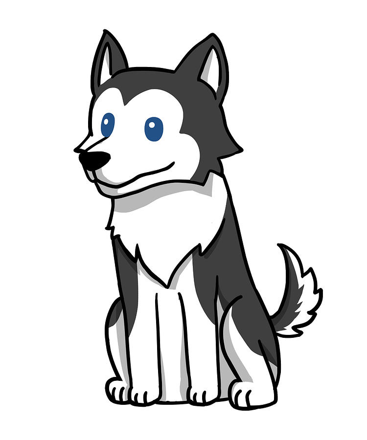 Husky Cute Cartoon Digital Art by Jeff Chen - Pixels