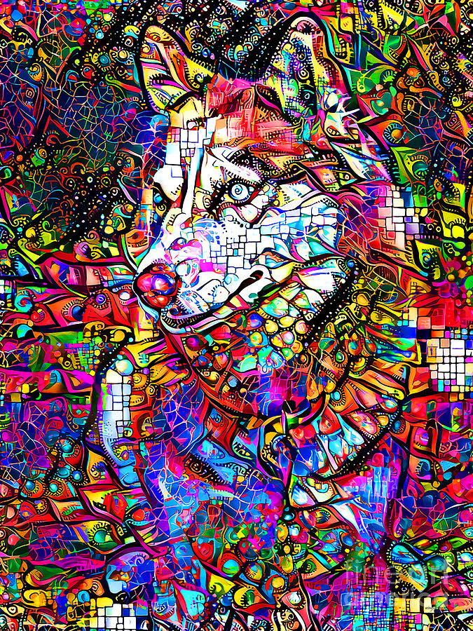 Husky Dog In Whimsical Modern Art 20211211 Photograph by Wingsdomain Art and Photography