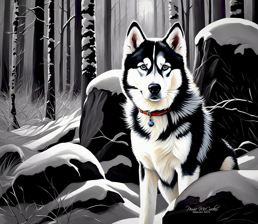 Husky Mixed Media by Pennie McCracken Husky Mixed Media by Pennie McCracken