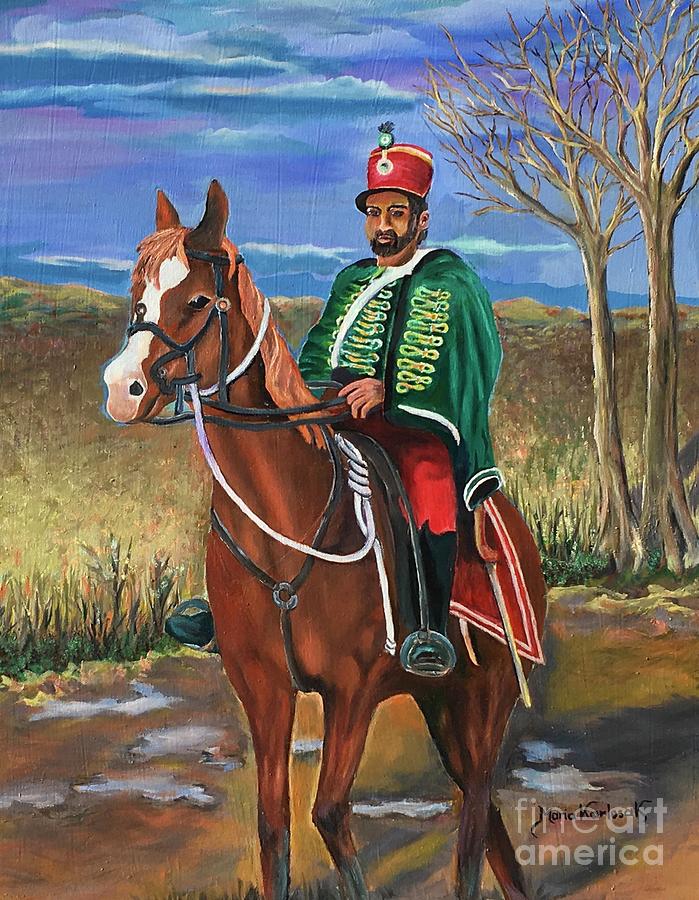 Hussar on horse Painting by Maria Karlosak