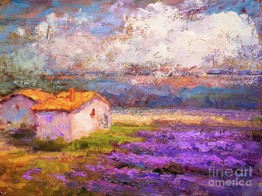 In the midst of Lavender Painting by Radha Rao