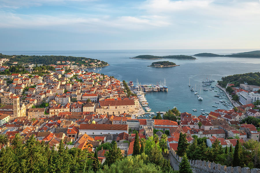 Hvar, Croatia Harbor from Above Photograph by Lindley Johnson - Fine ...