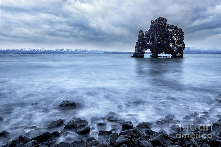 Hvitserkur, Troll Rock on a lava beach. A natural basalt rock Photograph by Jane Rix