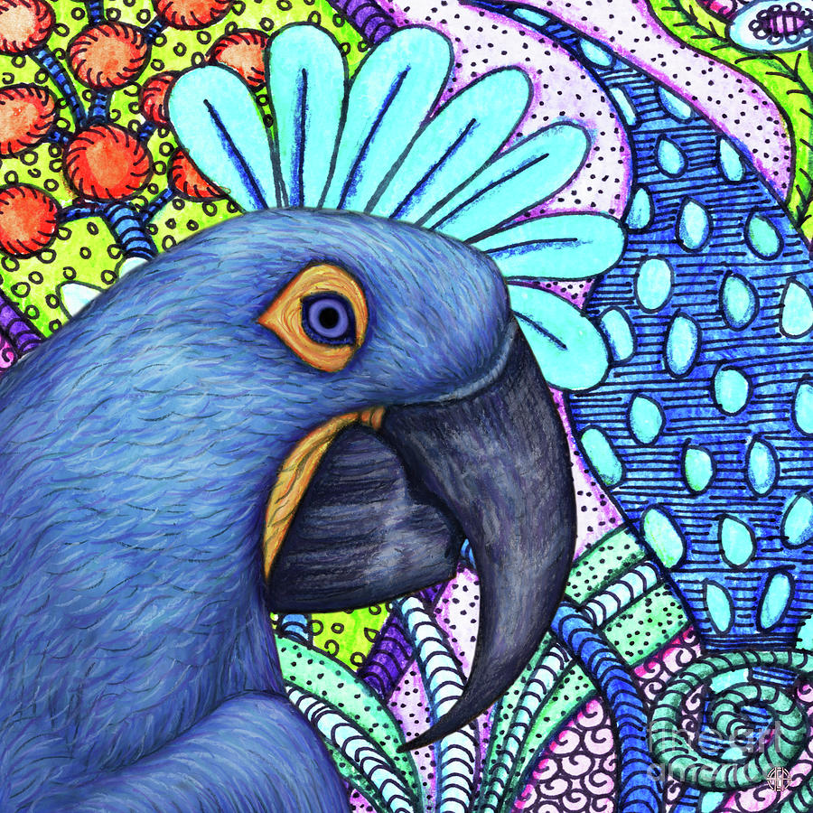 Hyacinth Macaw Abstract Painting by Amy E Fraser