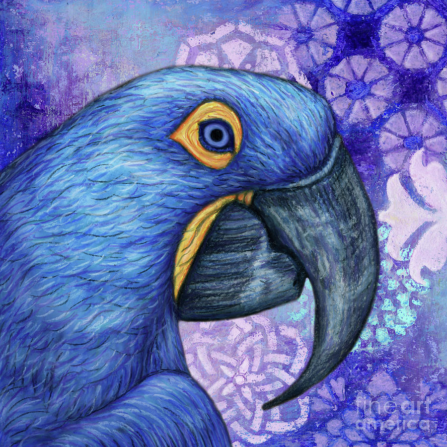 Hyacinth Macaw Tropical Dreamscape Painting by Amy E Fraser