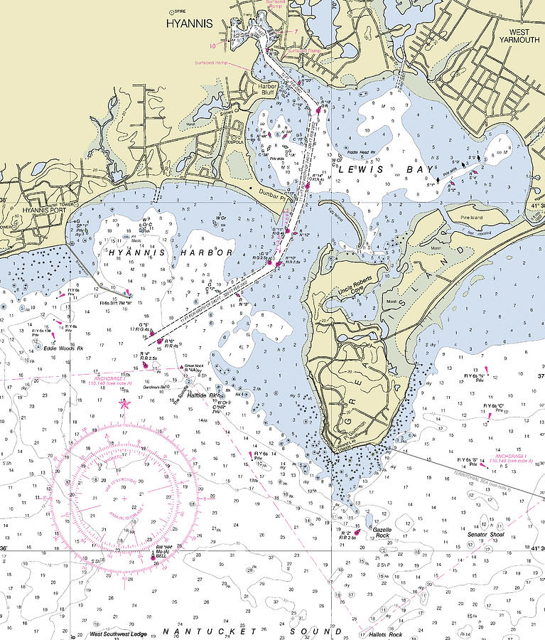 hyannis-massachusetts-nautical-chart-digital-art-by-bret-johnstad-pixels