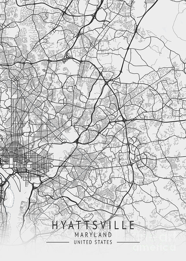 Hyattsville Maryland Us Gray City Map Digital Art By Tien Stencil Fine Art America 2438