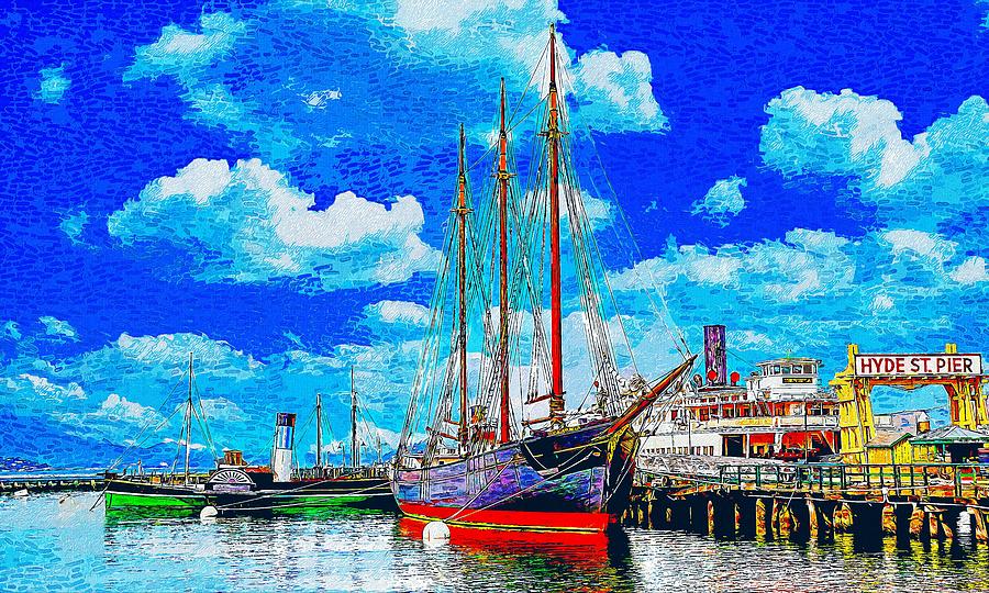 Hyde Street Pier, San Francisco - impressionist painting Digital Art by Nicko Prints
