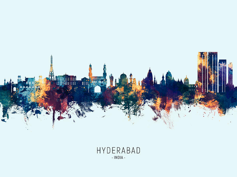 Hyderabad Skyline India #03 Digital Art by Michael Tompsett - Pixels