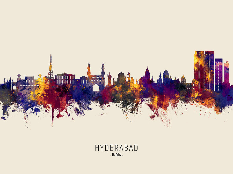 Hyderabad Skyline India #05 Digital Art by Michael Tompsett
