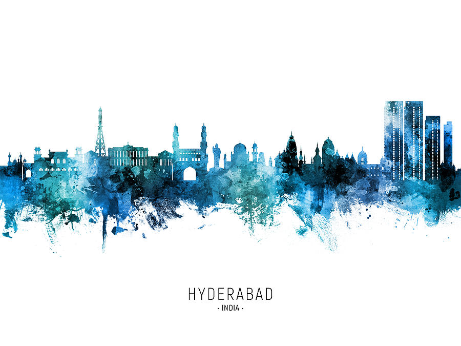 Hyderabad Skyline India #09 Digital Art by Michael Tompsett
