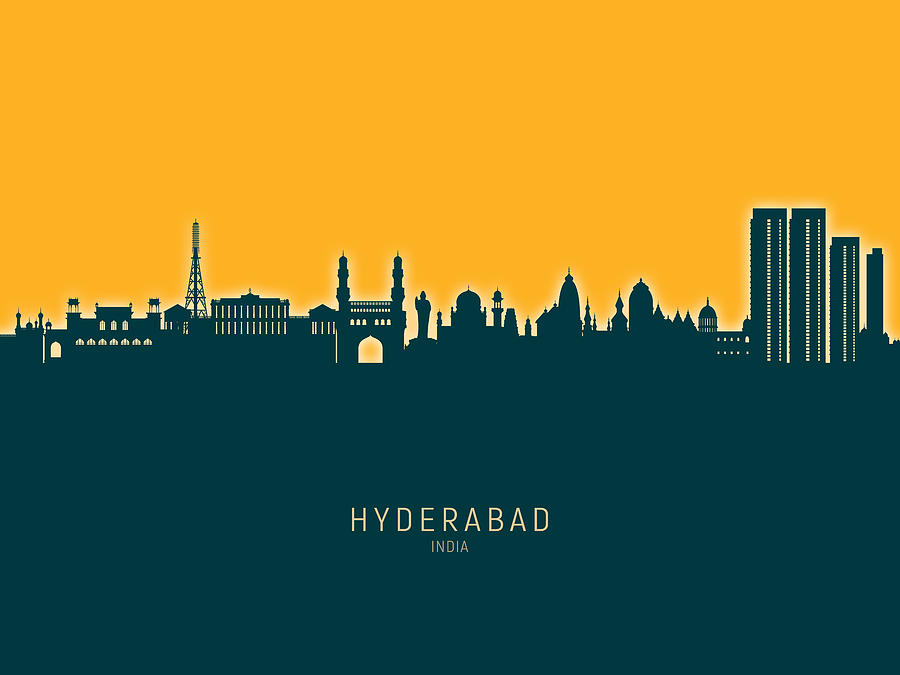 Hyderabad Skyline India #20 Digital Art by Michael Tompsett - Fine Art ...