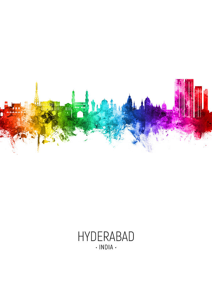 Hyderabad Skyline India #25 Digital Art by Michael Tompsett