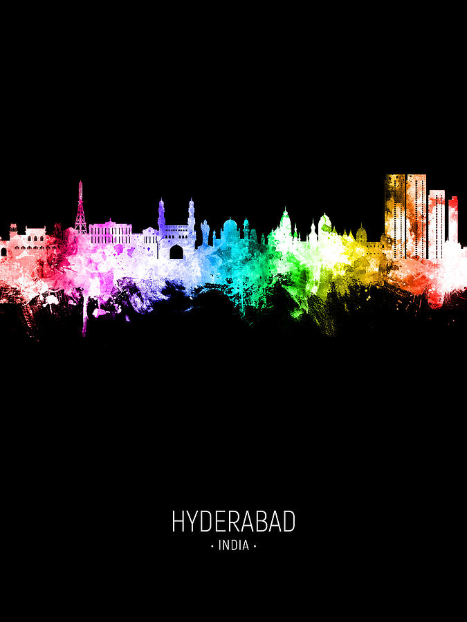 Hyderabad Skyline India #28 Digital Art by Michael Tompsett