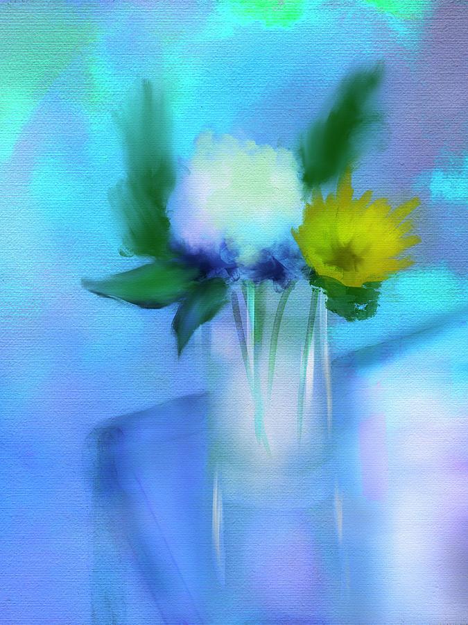 Hydrangea and Sunflower Digital Art by Frank Bright
